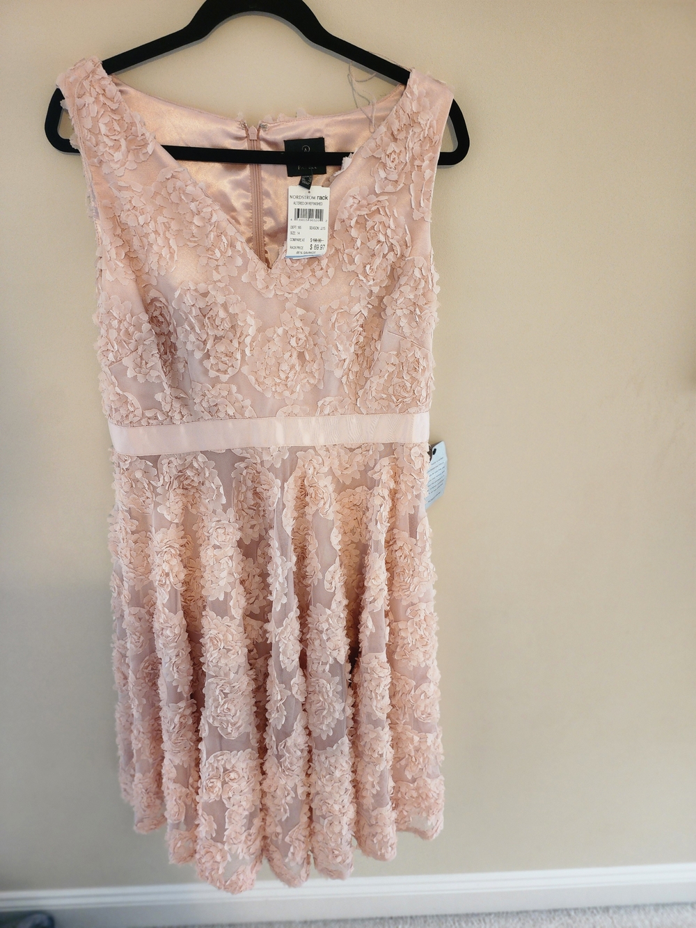 Adrianna Papell Women’s Floral Lace V-Neck Dress in Light Blush